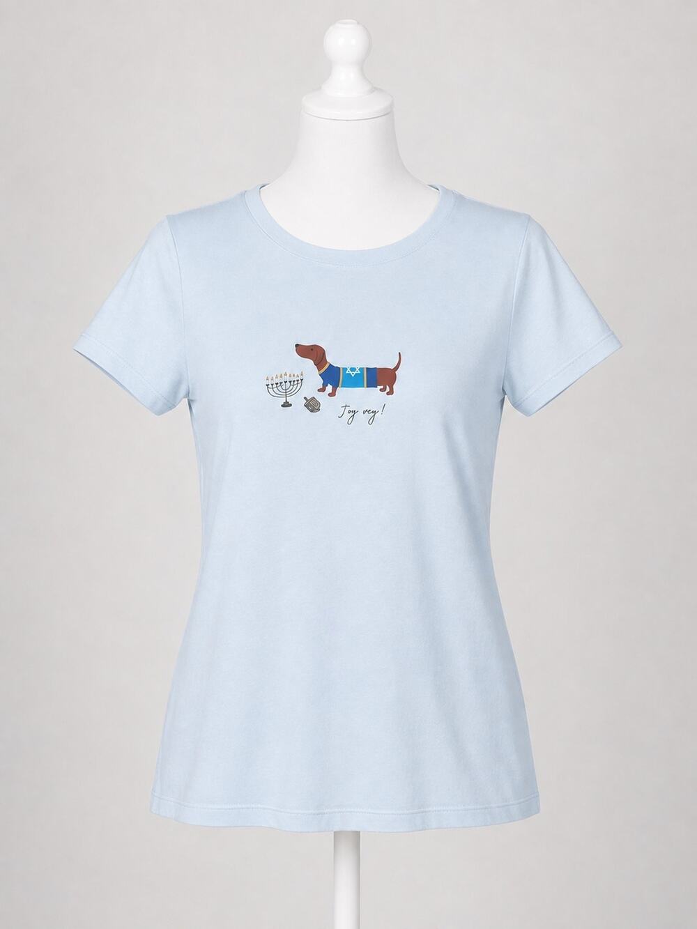 J. Crew Hanukkah Collector Tee Womens Sz Small Light Blue Short Sleeve